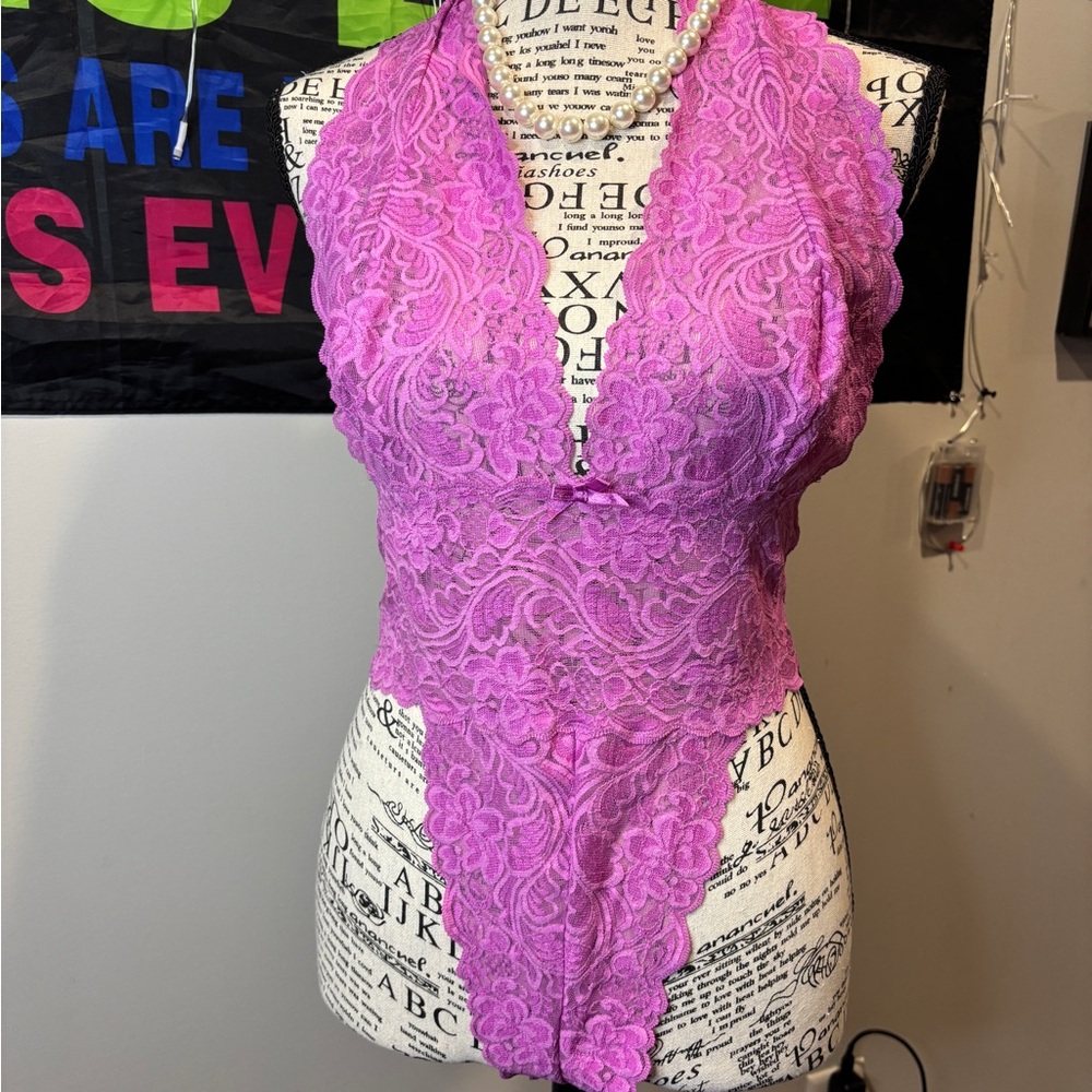 Frederick's of Hollywood Purple Lace Bodysuit